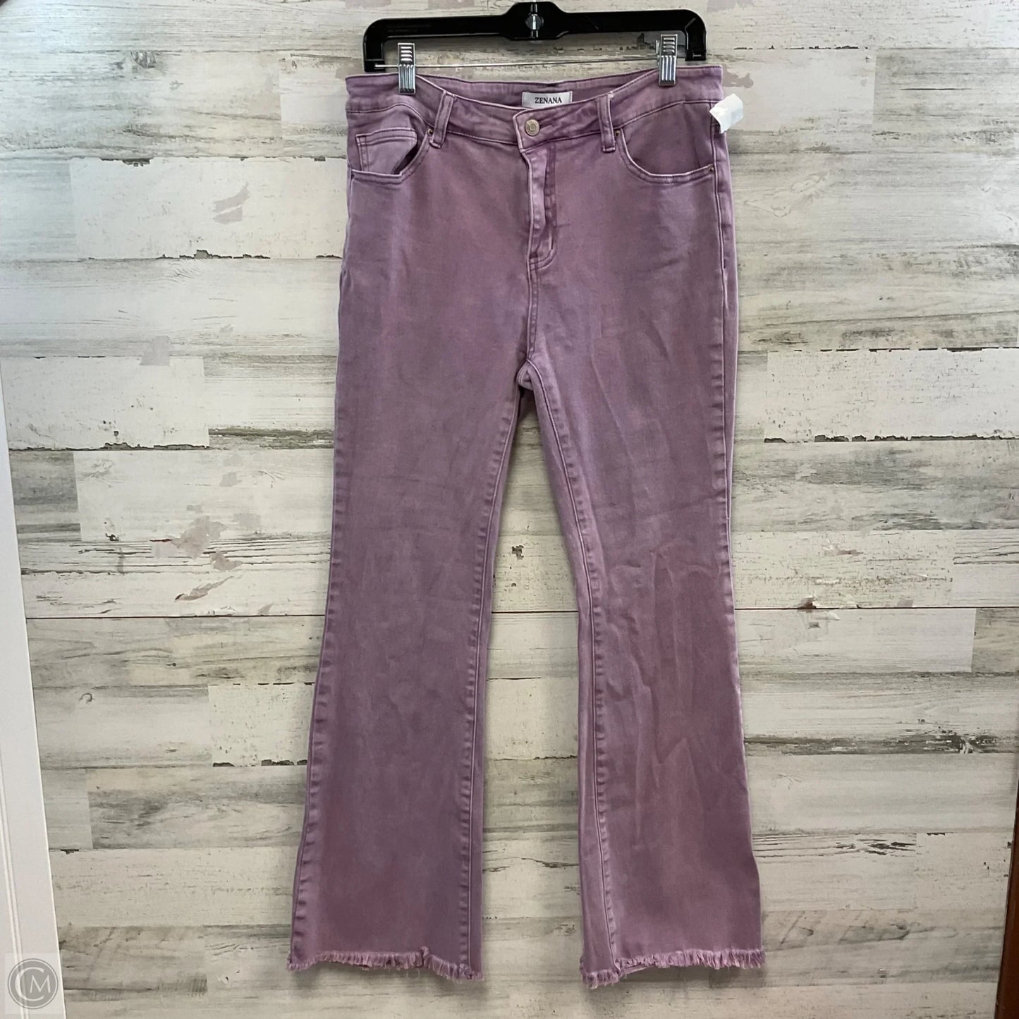 Jeans Flared By Zenana Outfitters In Purple Denim, Size: L