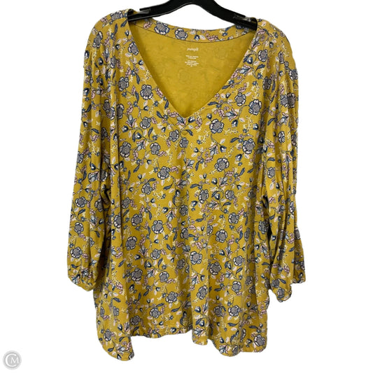 Top 3/4 Sleeve By Pure Jill In Yellow, Size: 3x