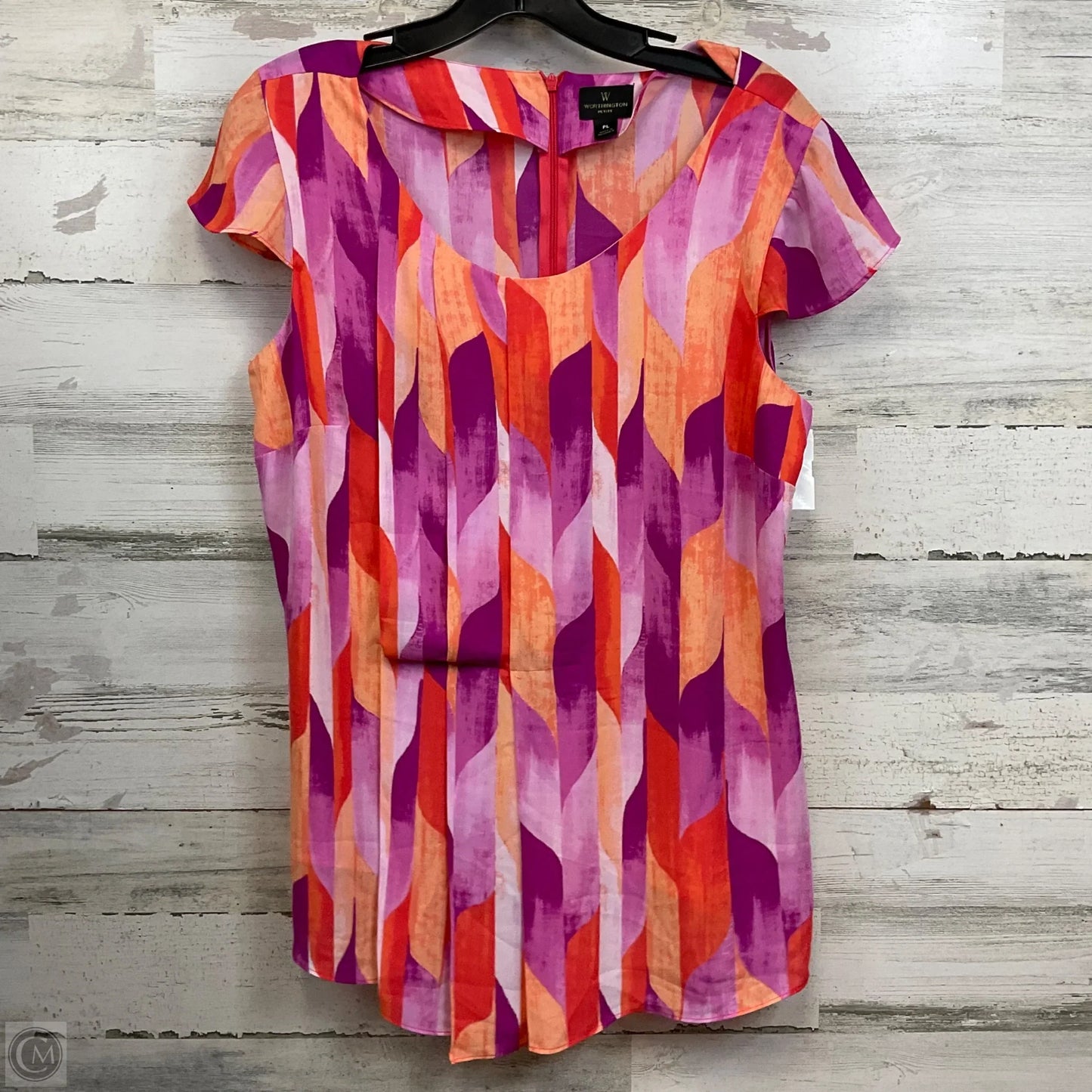 Blouse Short Sleeve By Worthington In Purple, Size: Lp