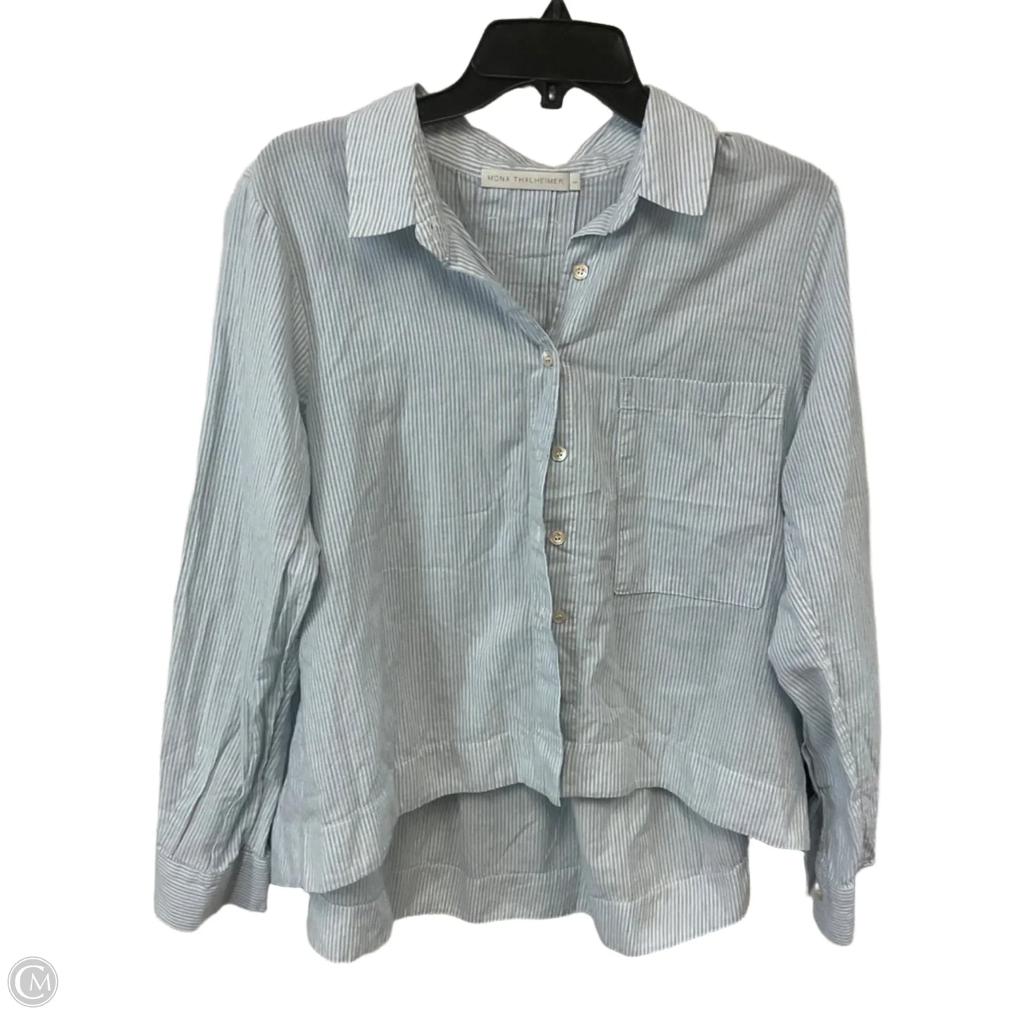 Blouse Long Sleeve By MONA THALHEIMER In Blue, Size: L