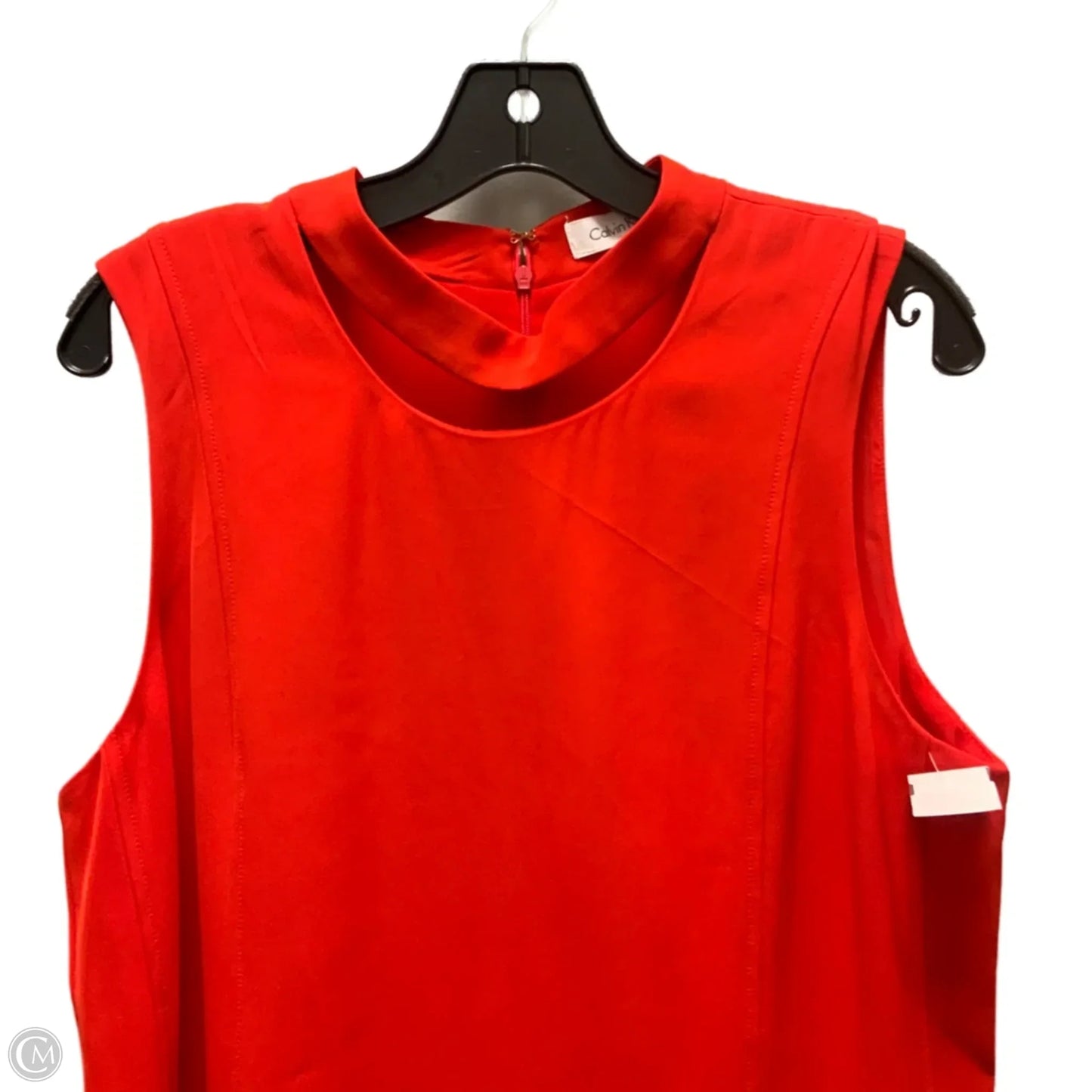 Blouse Short Sleeve By Calvin Klein In Orange, Size: L