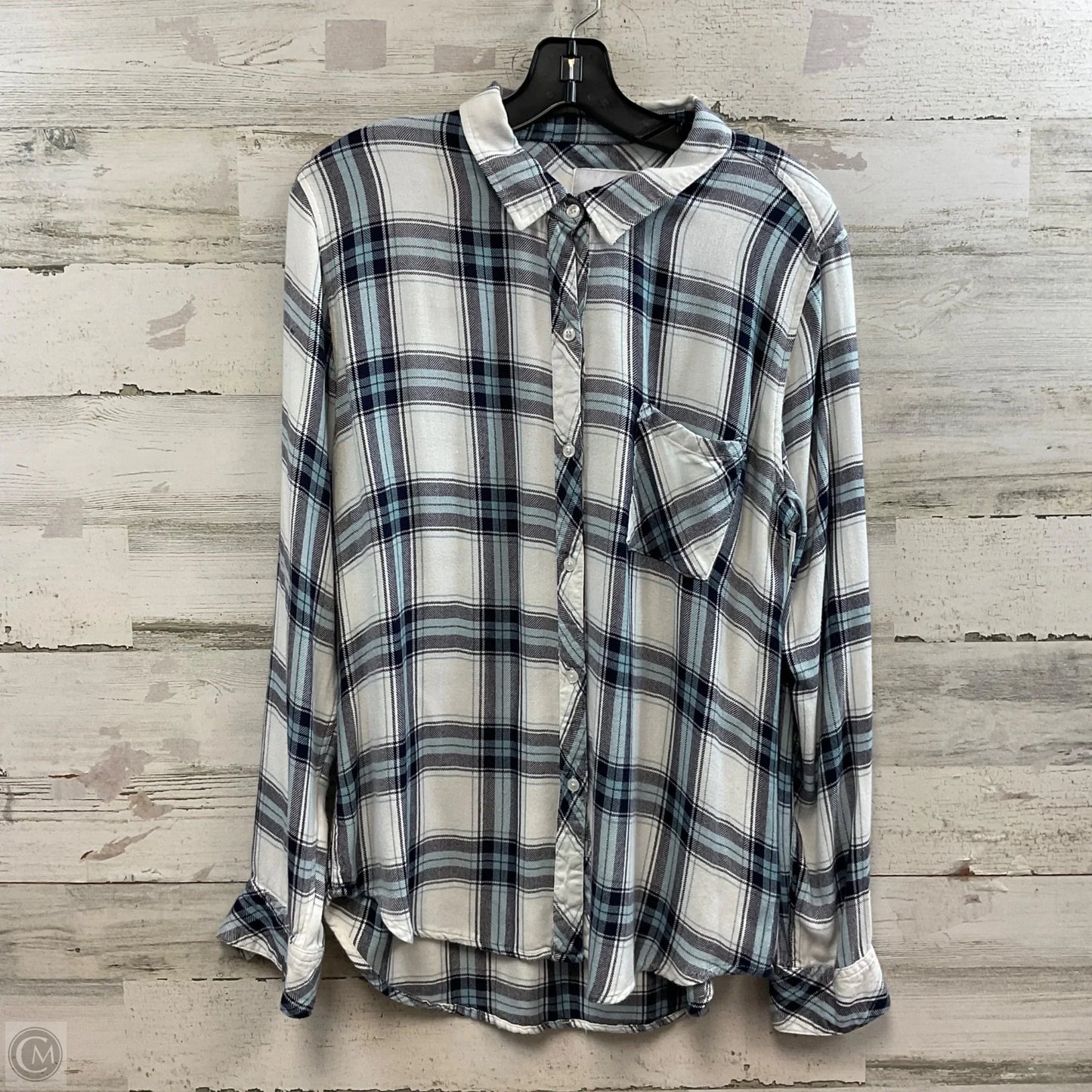 Blouse Long Sleeve By Rails In Blue, Size: L