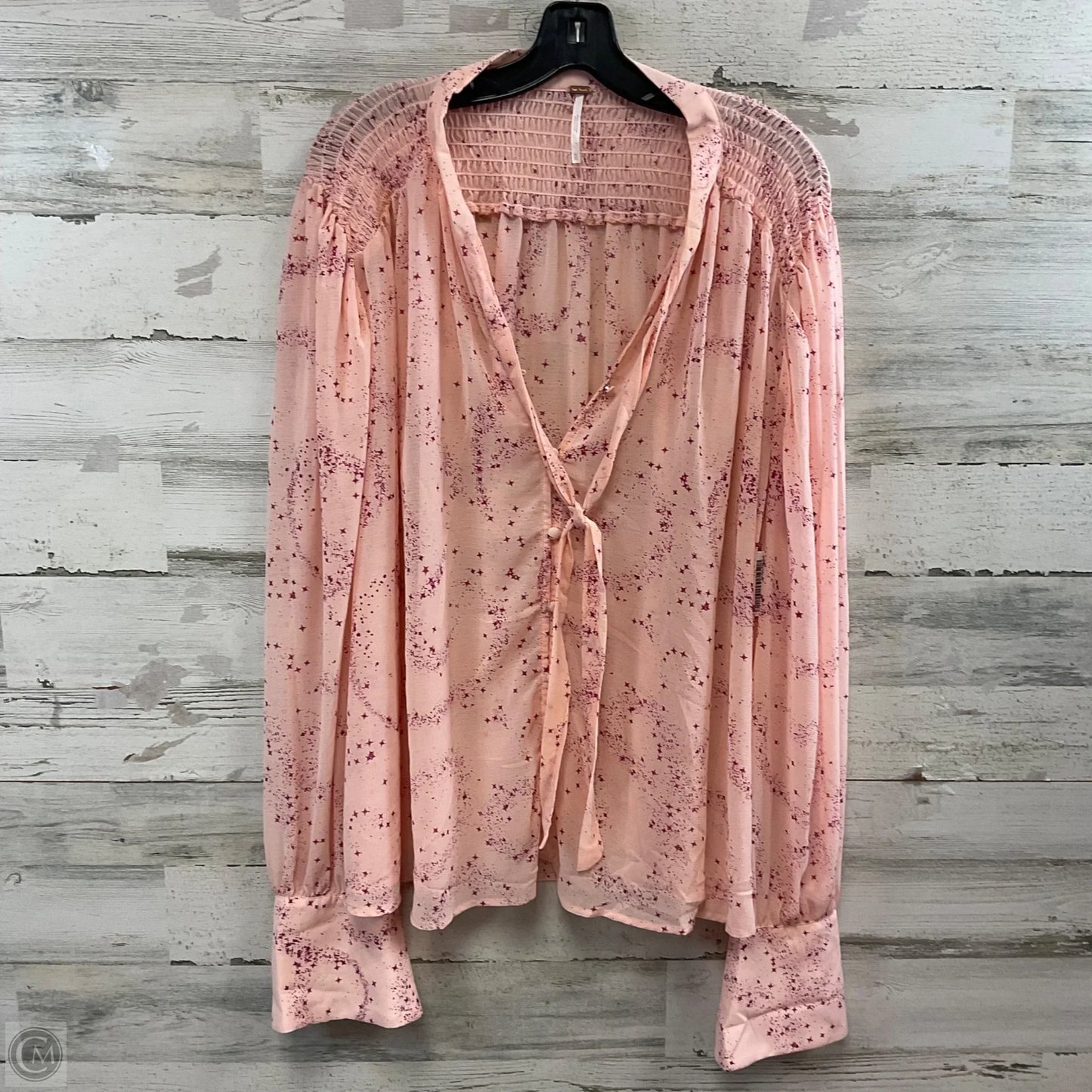 Blouse Long Sleeve By Free People In Pink, Size: Xl