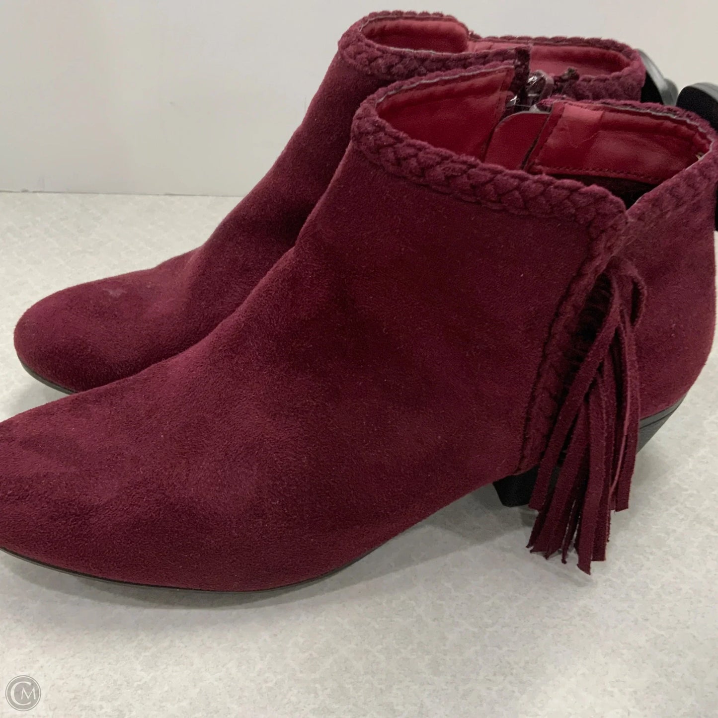 Boots Ankle Heels By Nature Breeze In Maroon, Size: 8.5