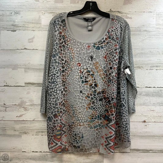 Top 3/4 Sleeve By Ali Miles In Grey, Size: L