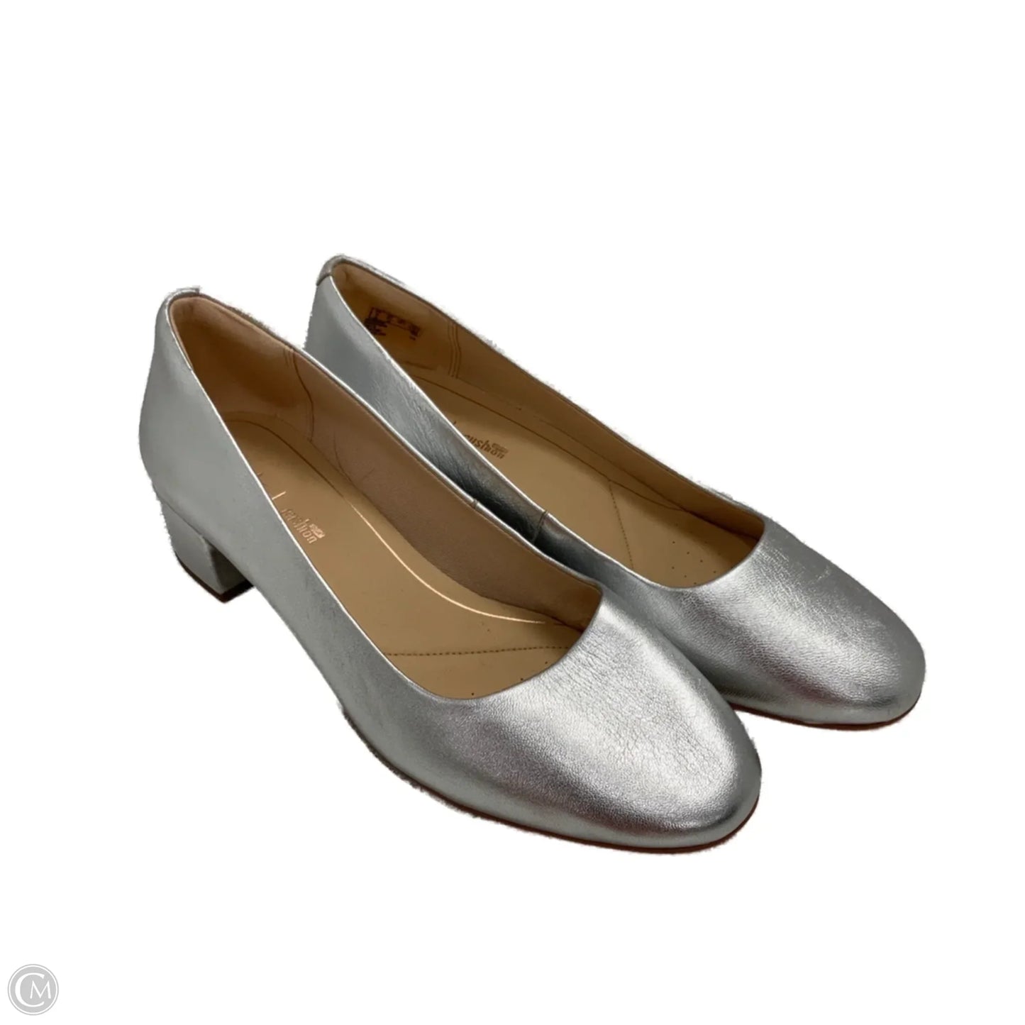 Shoes Heels Block By Clarks In Silver, Size: 8.5