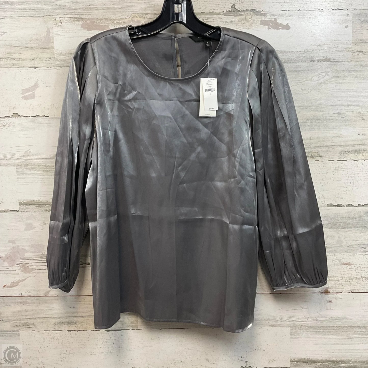 Blouse 3/4 Sleeve By Banana Republic In Silver, Size: S