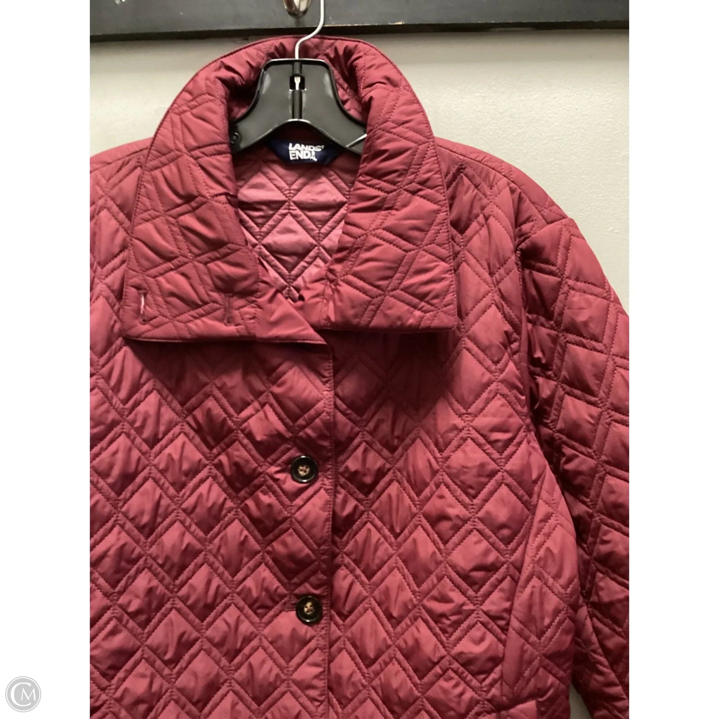 Jacket Puffer & Quilted By Lands End In Maroon, Size: L