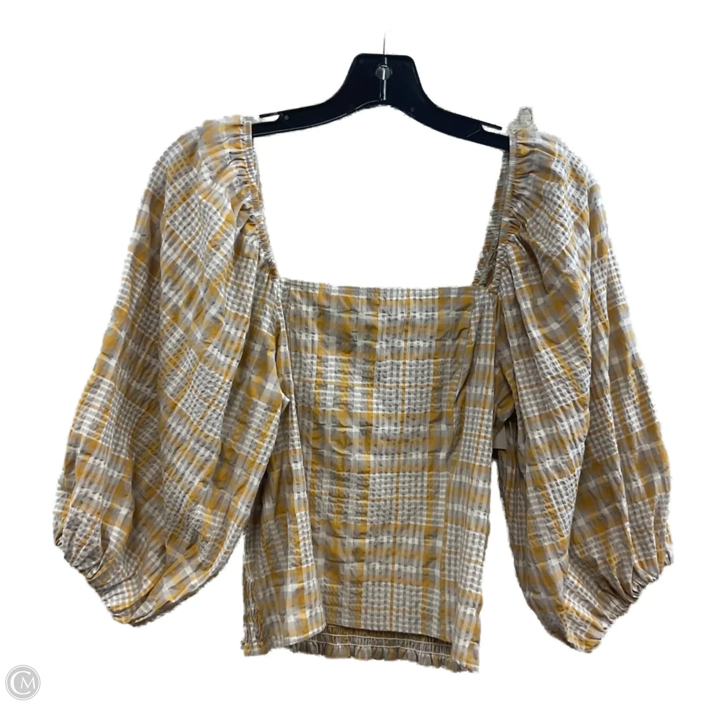 Top 3/4 Sleeve By Maeve In Grey & Yellow, Size: Xs