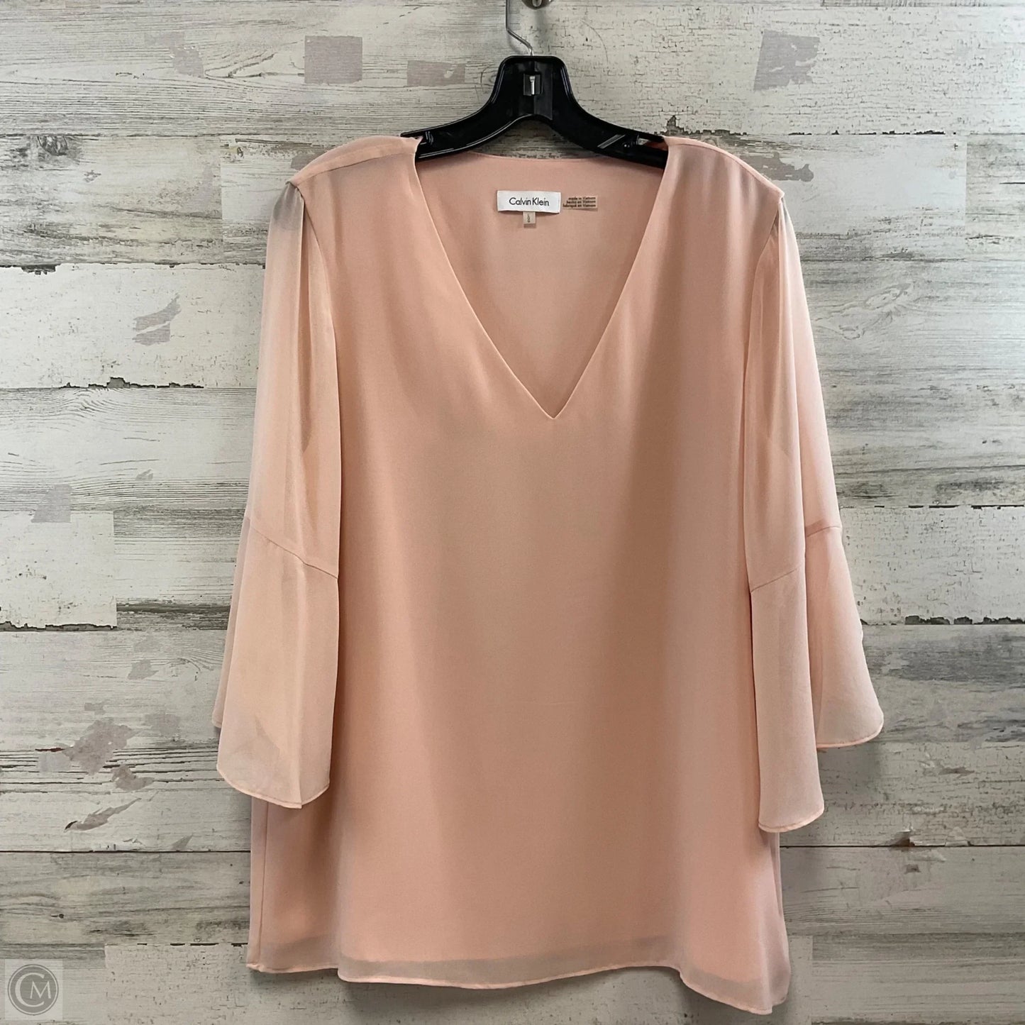 Blouse 3/4 Sleeve By Calvin Klein In Pink, Size: L