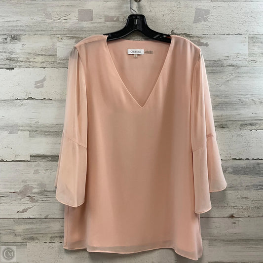 Blouse 3/4 Sleeve By Calvin Klein In Pink, Size: L
