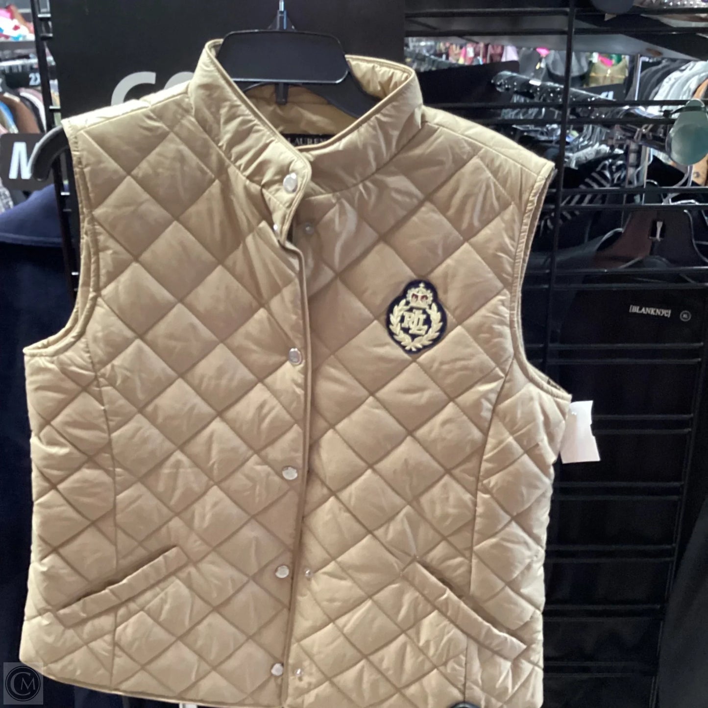 Vest Puffer & Quilted By Lauren By Ralph Lauren In Gold, Size: M