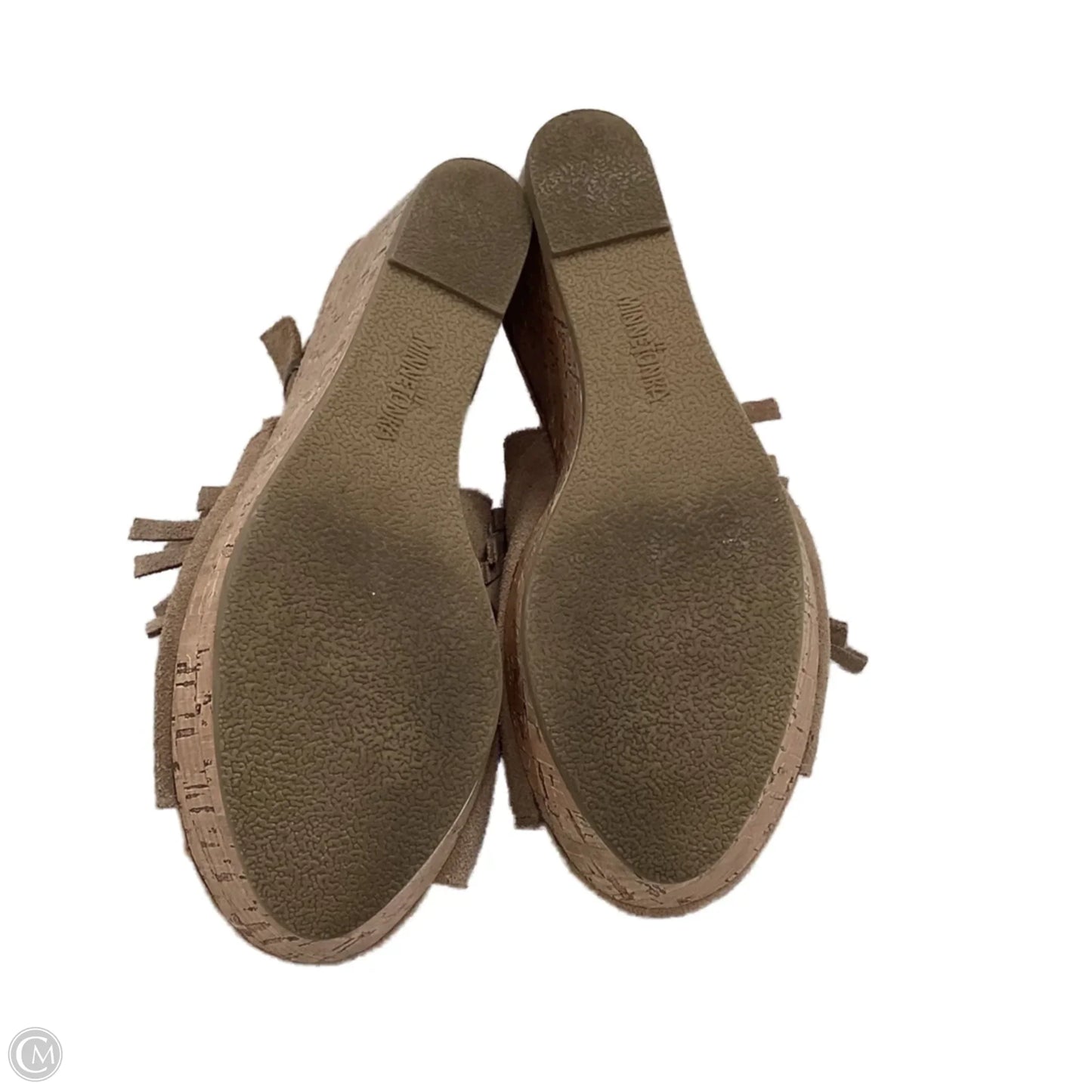 Sandals Heels Wedge By Minnetonka In Brown, Size: 7