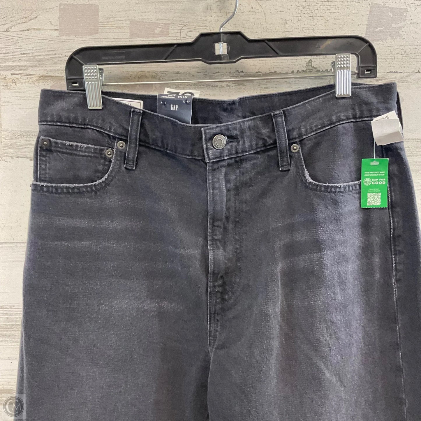 Jeans Straight By Gap In Black Denim, Size: 14