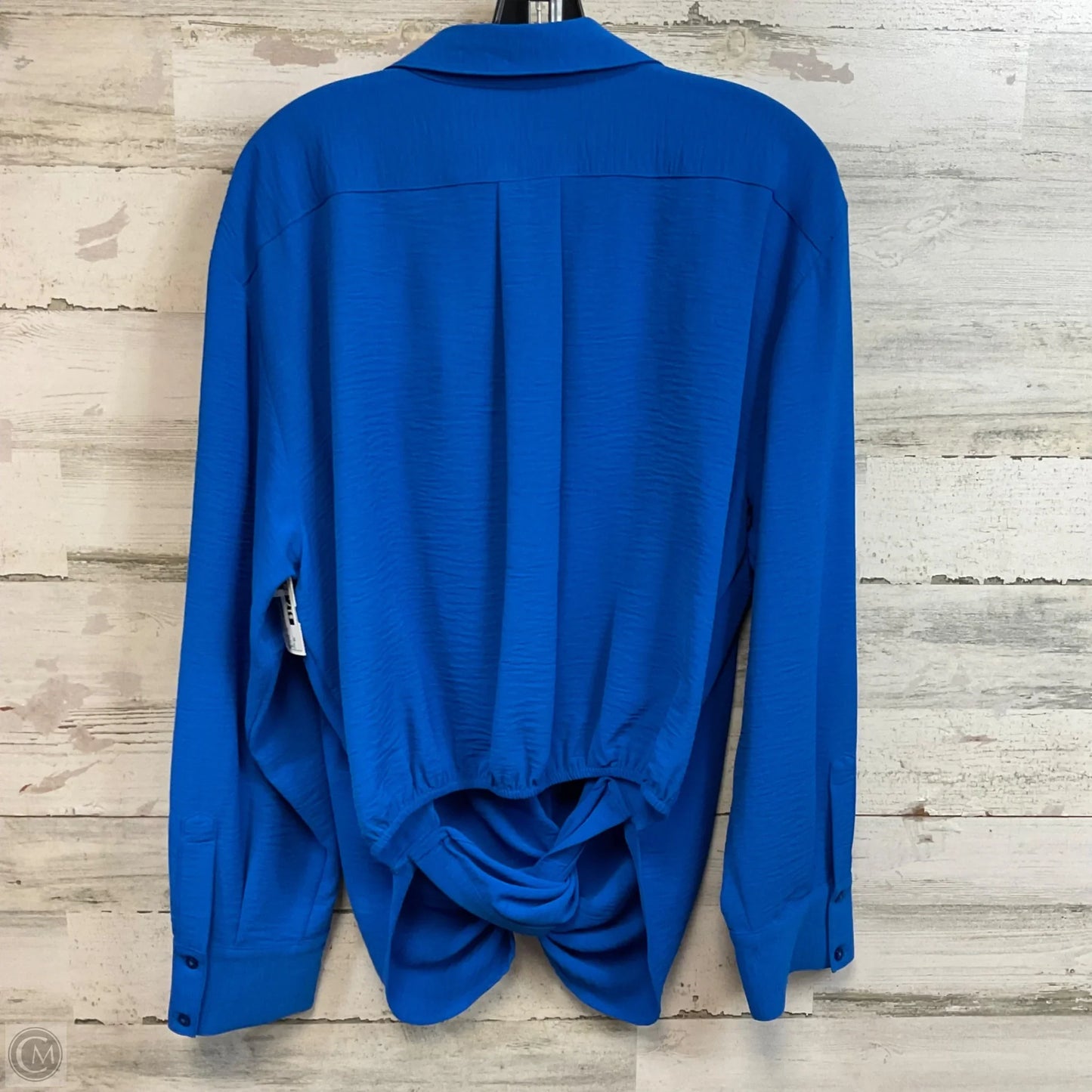 Blouse Long Sleeve By Calvin Klein In Blue, Size: Xl