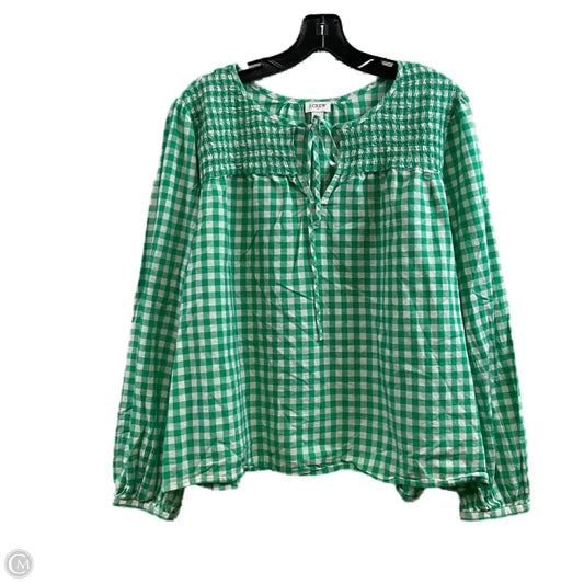 Blouse Long Sleeve By J. Crew In Green, Size: L