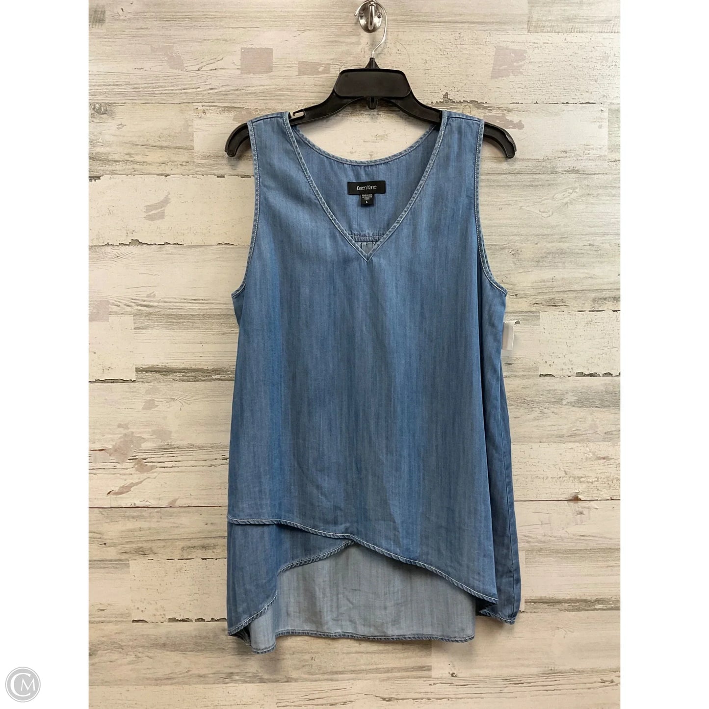 Blouse Sleeveless By Karen Kane In Blue Denim, Size: L