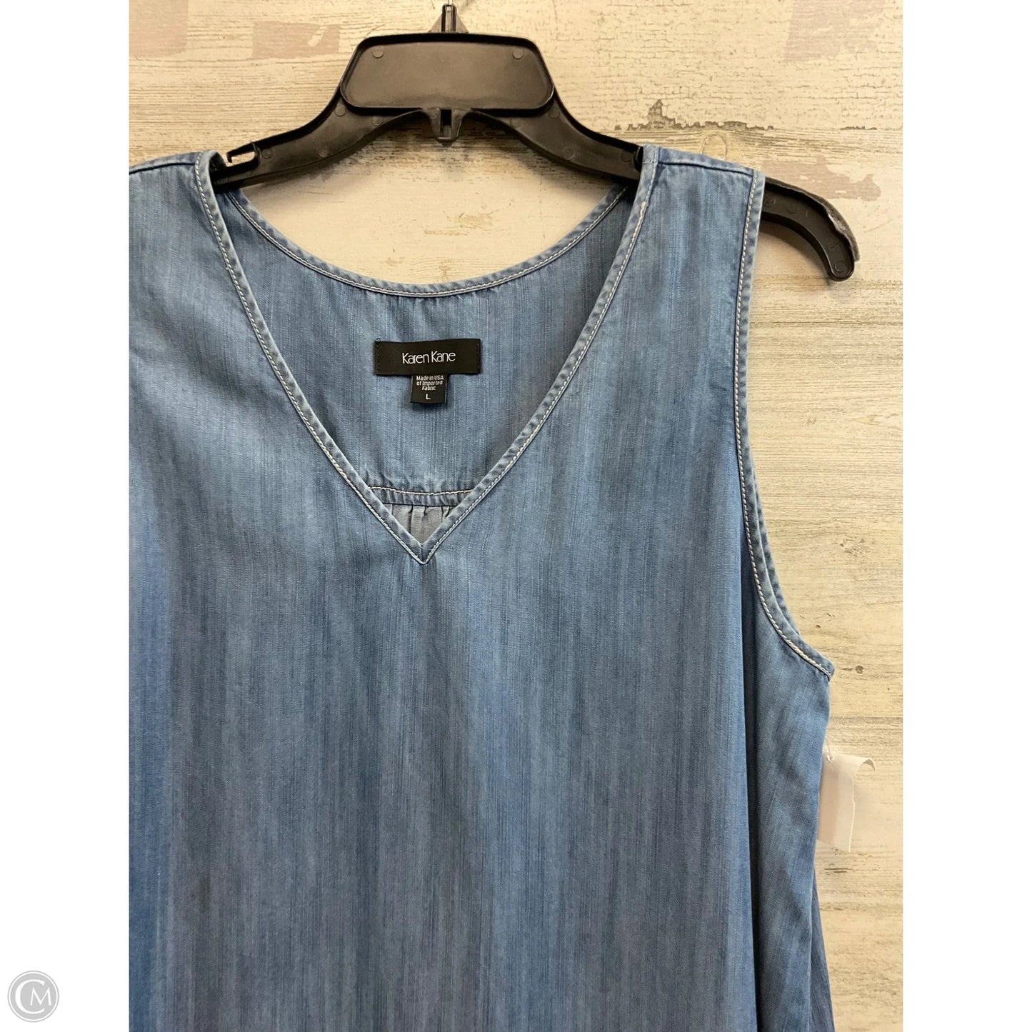 Blouse Sleeveless By Karen Kane In Blue Denim, Size: L
