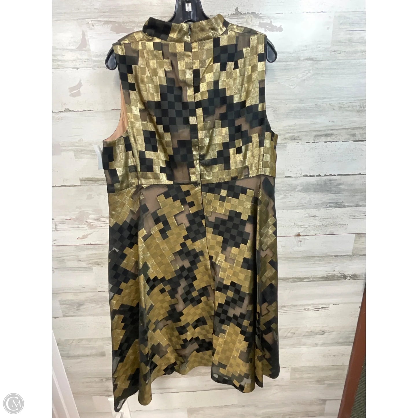 Dress Party Midi By Akris In Black & Gold, Size: Xl
