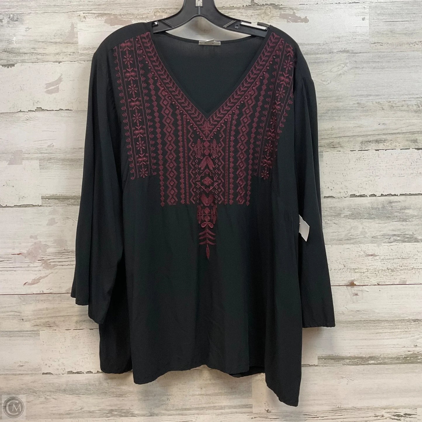 Blouse Long Sleeve By J. Jill In Black, Size: 3x