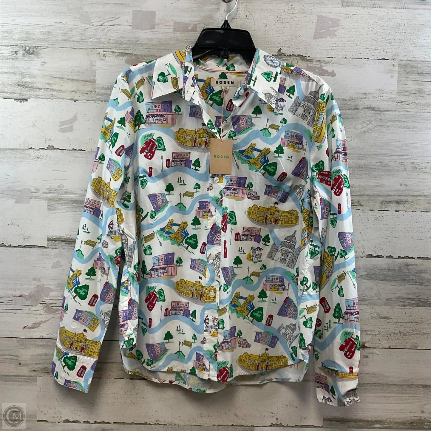 Blouse Long Sleeve By Boden In White, Size: L