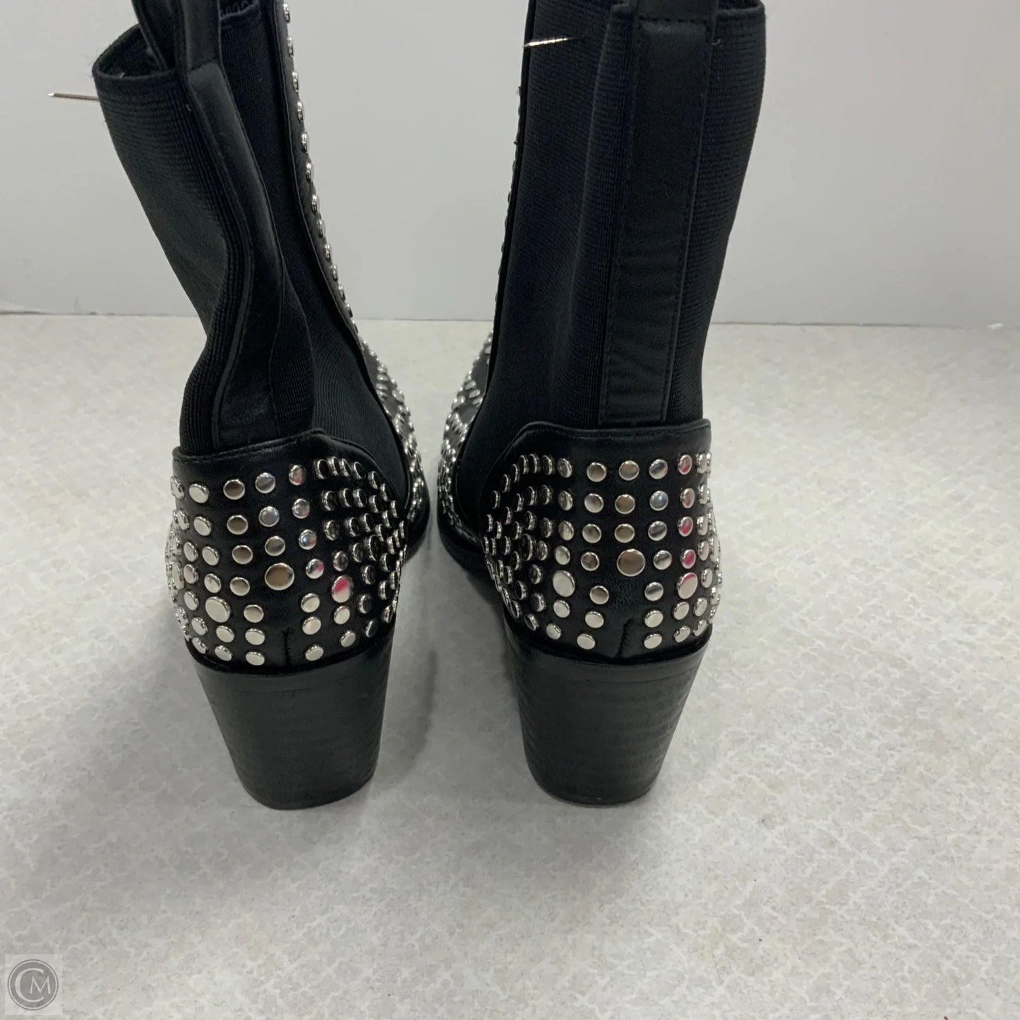 Boots Ankle Heels By Shu Shop In Black & Silver, Size: 6.5