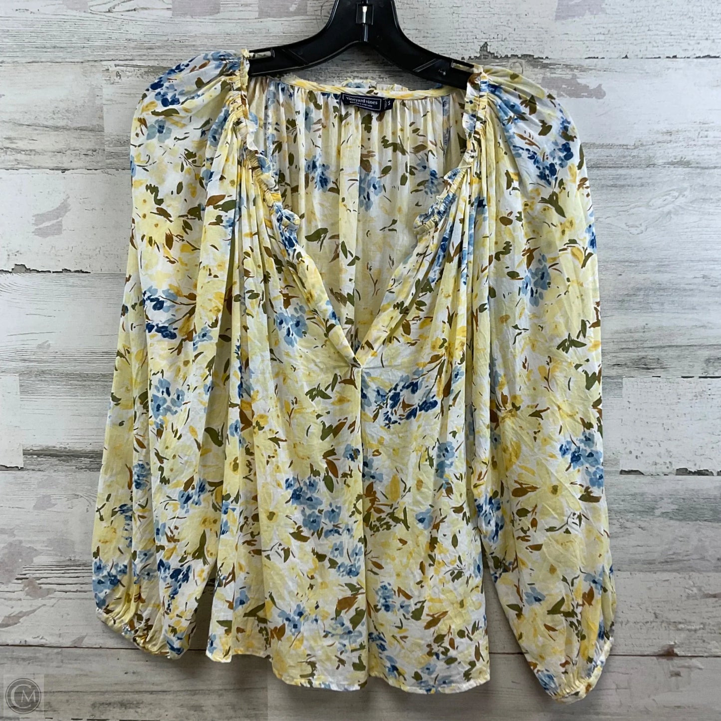 Top 3/4 Sleeve By Vineyard Vines In Yellow, Size: S