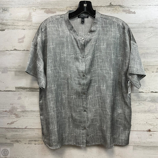 Blouse Short Sleeve By Eileen Fisher In Grey, Size: M