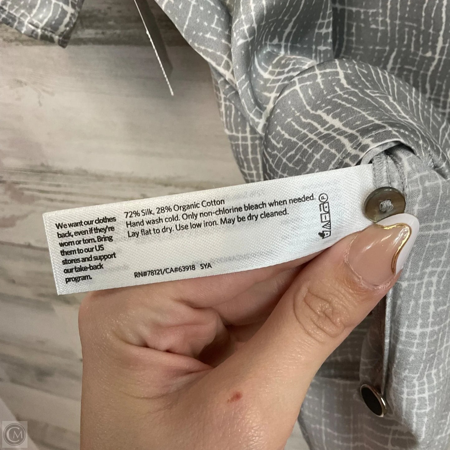 Blouse Short Sleeve By Eileen Fisher In Grey, Size: M