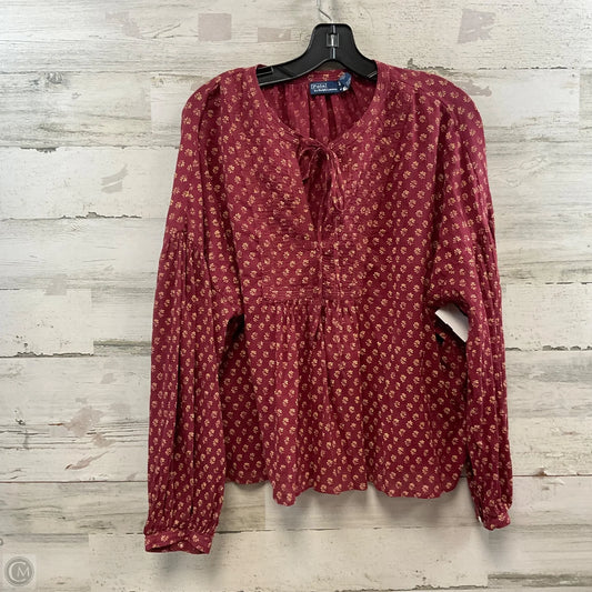 Blouse Long Sleeve By Polo Ralph Lauren In Red, Size: L