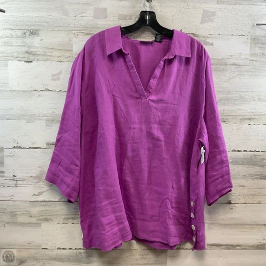 Blouse 3/4 Sleeve By Tahari In Purple, Size: 2x