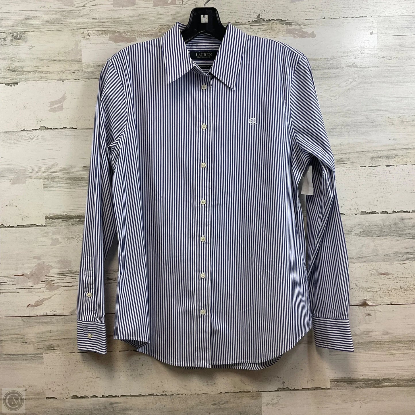 Blouse Long Sleeve By Lauren By Ralph Lauren In Blue, Size: M