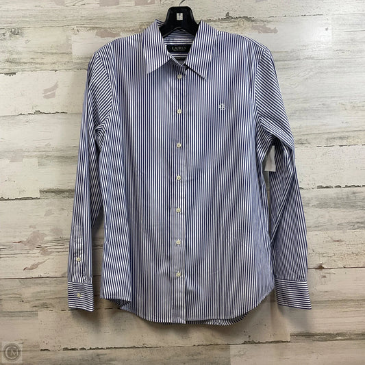 Blouse Long Sleeve By Lauren By Ralph Lauren In Blue, Size: M