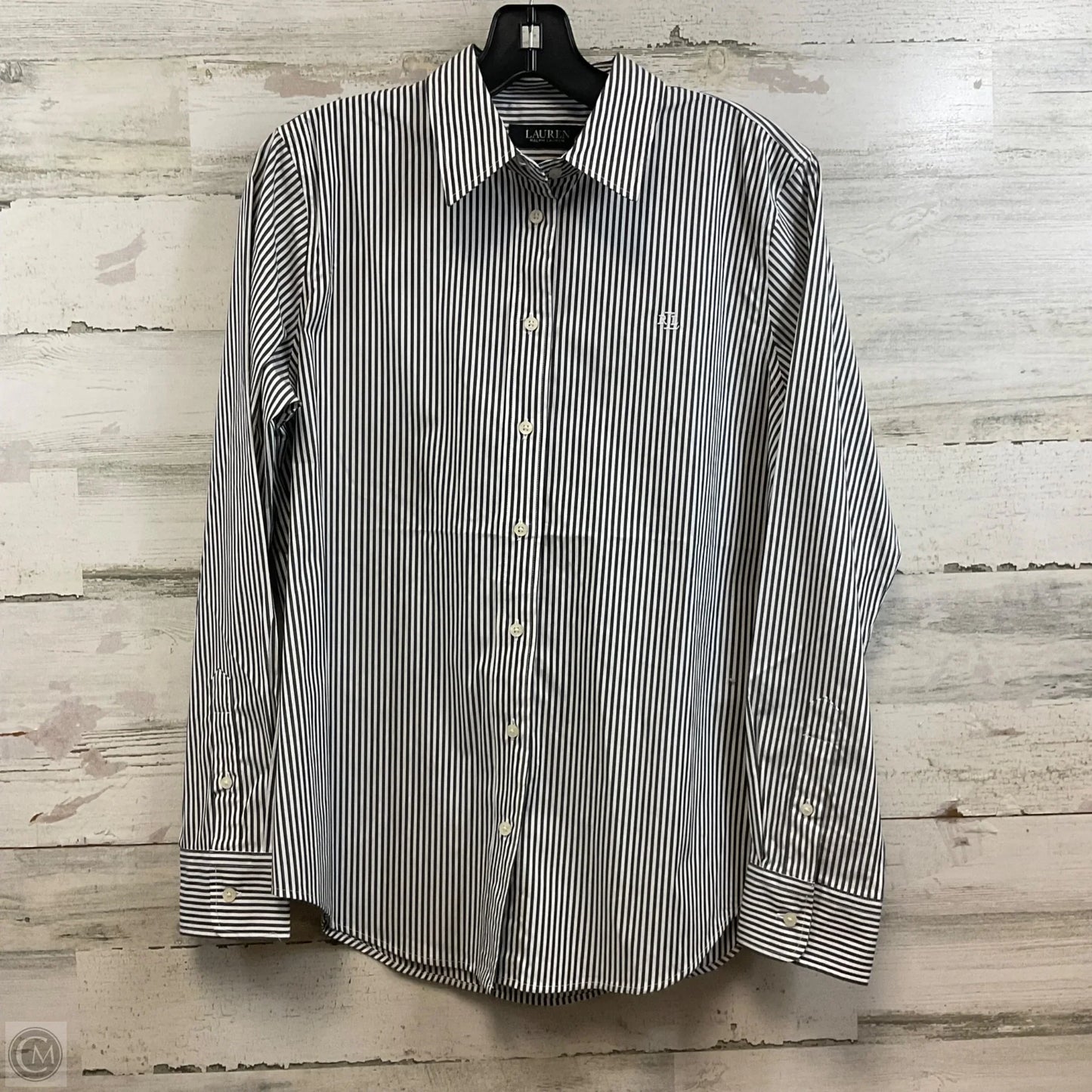 Blouse Long Sleeve By Lauren By Ralph Lauren In Grey, Size: M