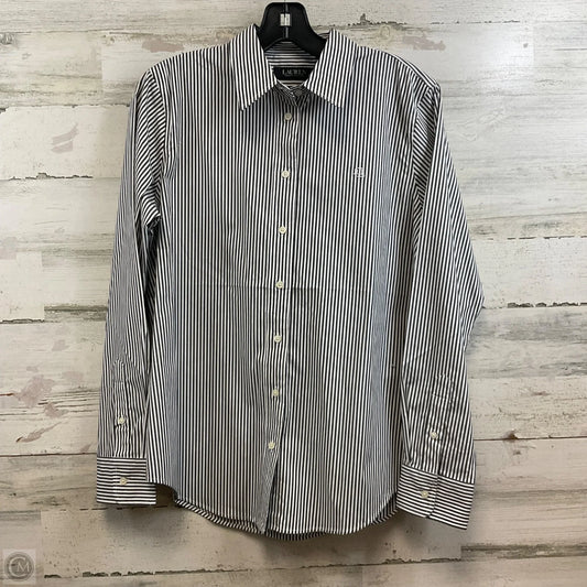 Blouse Long Sleeve By Lauren By Ralph Lauren In Grey, Size: M