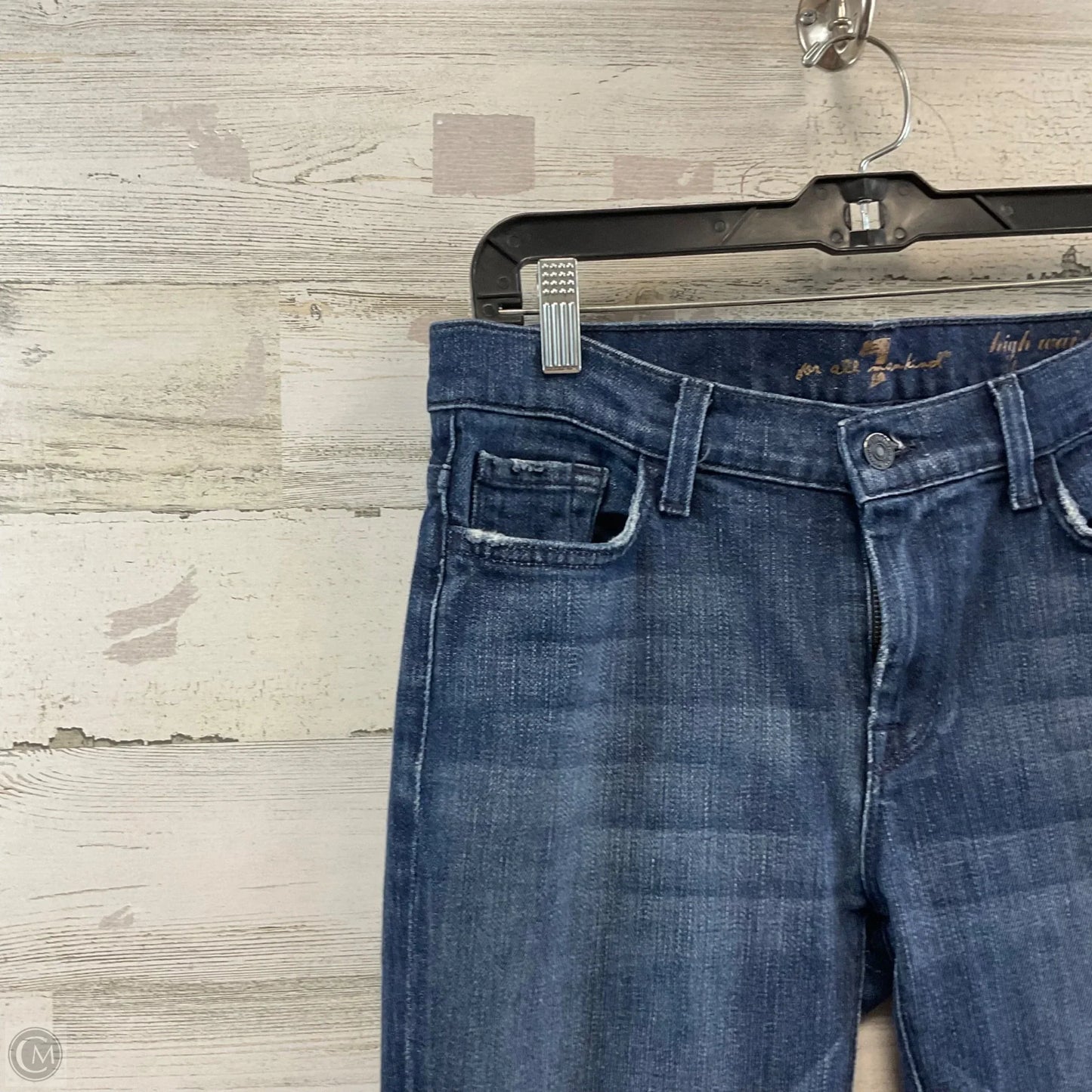 Jeans Boot Cut By 7 For All Mankind In Blue Denim, Size: 8