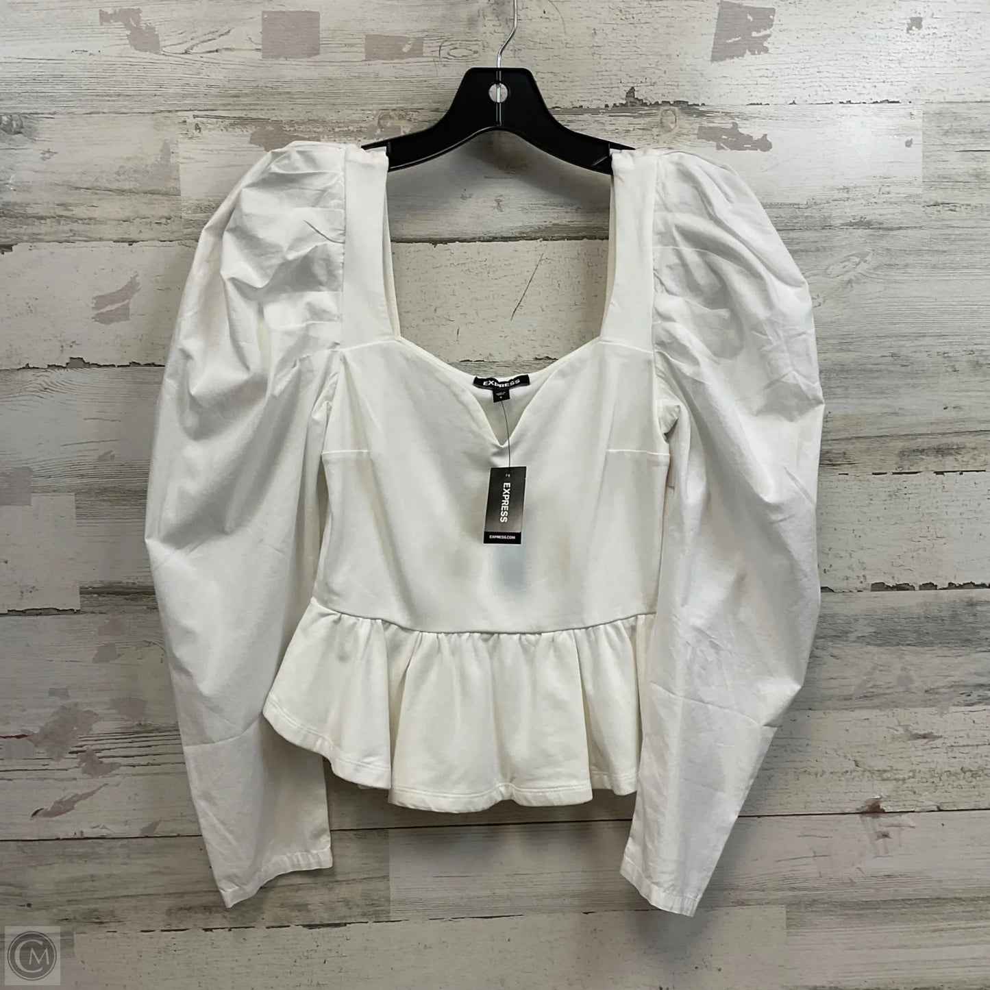 Blouse Long Sleeve By Express In White, Size: S