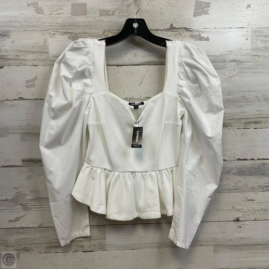 Blouse Long Sleeve By Express In White, Size: S