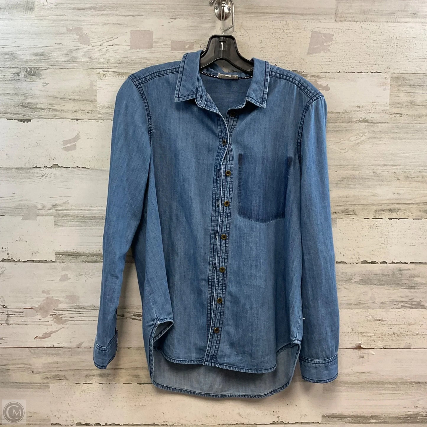 Blouse Long Sleeve By Pilcro In Blue Denim, Size: Xs