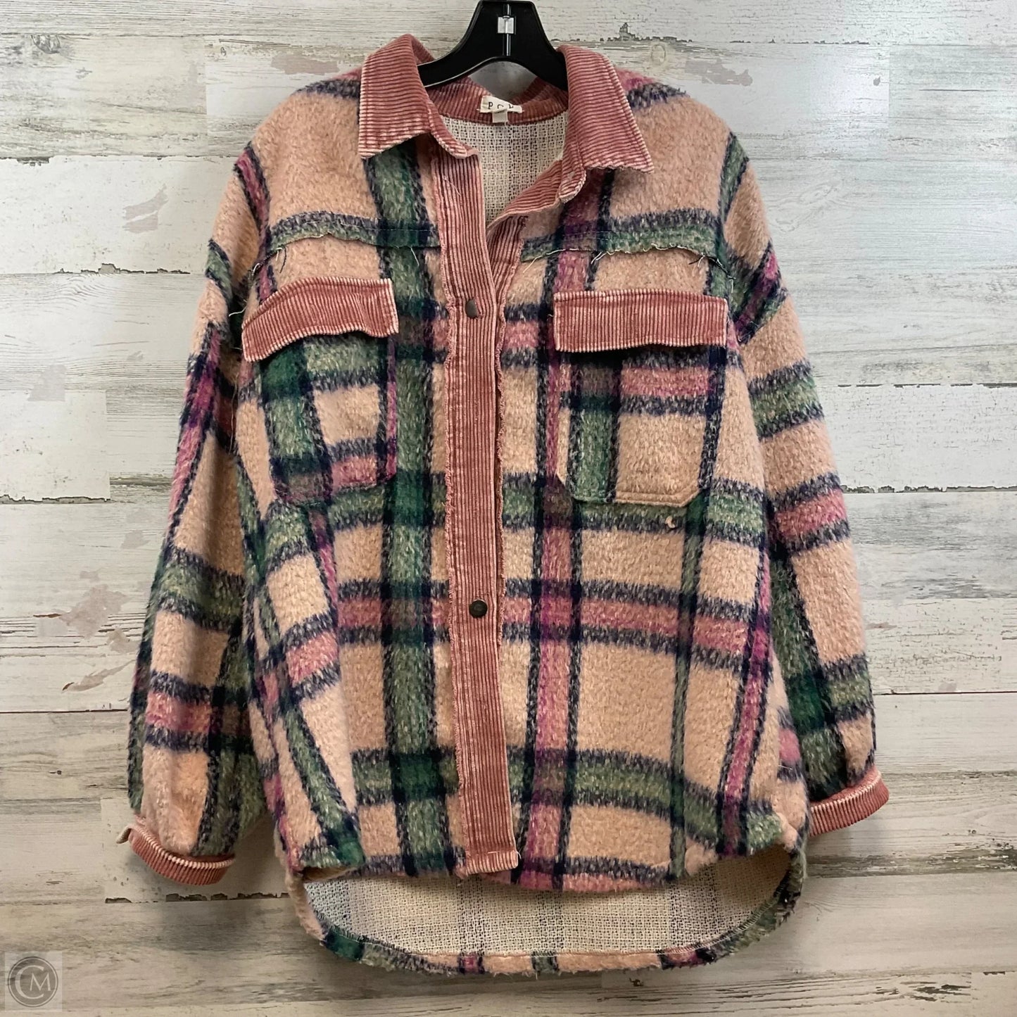 Jacket Shirt By Pol In Pink, Size: S