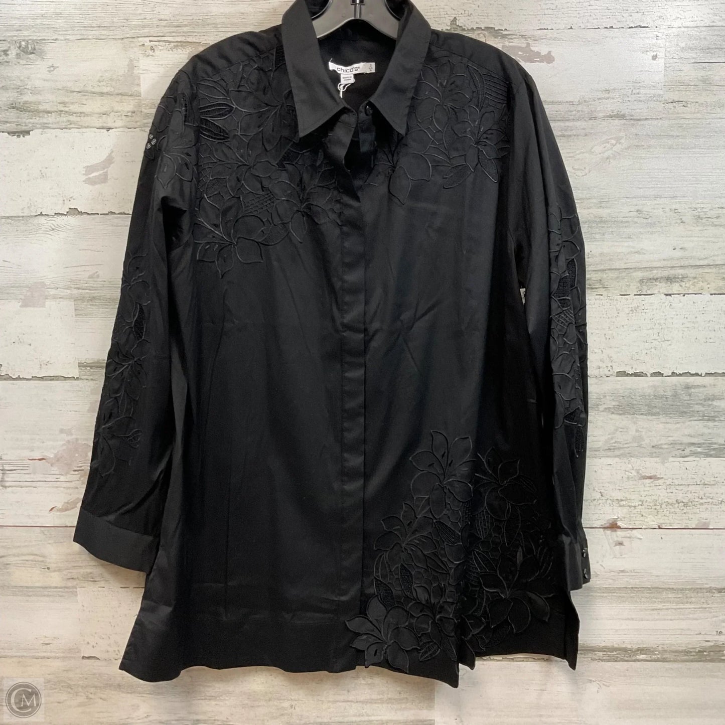 Blouse Long Sleeve By Chicos In Black, Size: Xl
