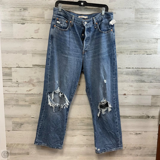 Jeans Straight By Levis In Blue Denim, Size: 14