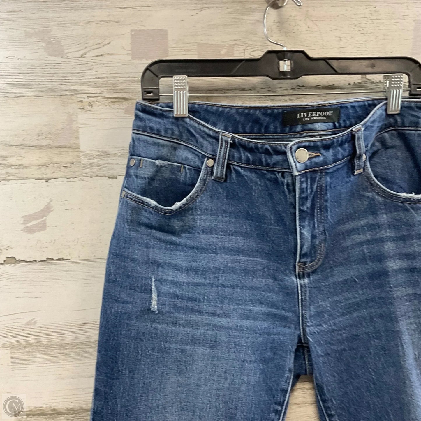 Jeans Cropped By Liverpool In Blue Denim, Size: 8
