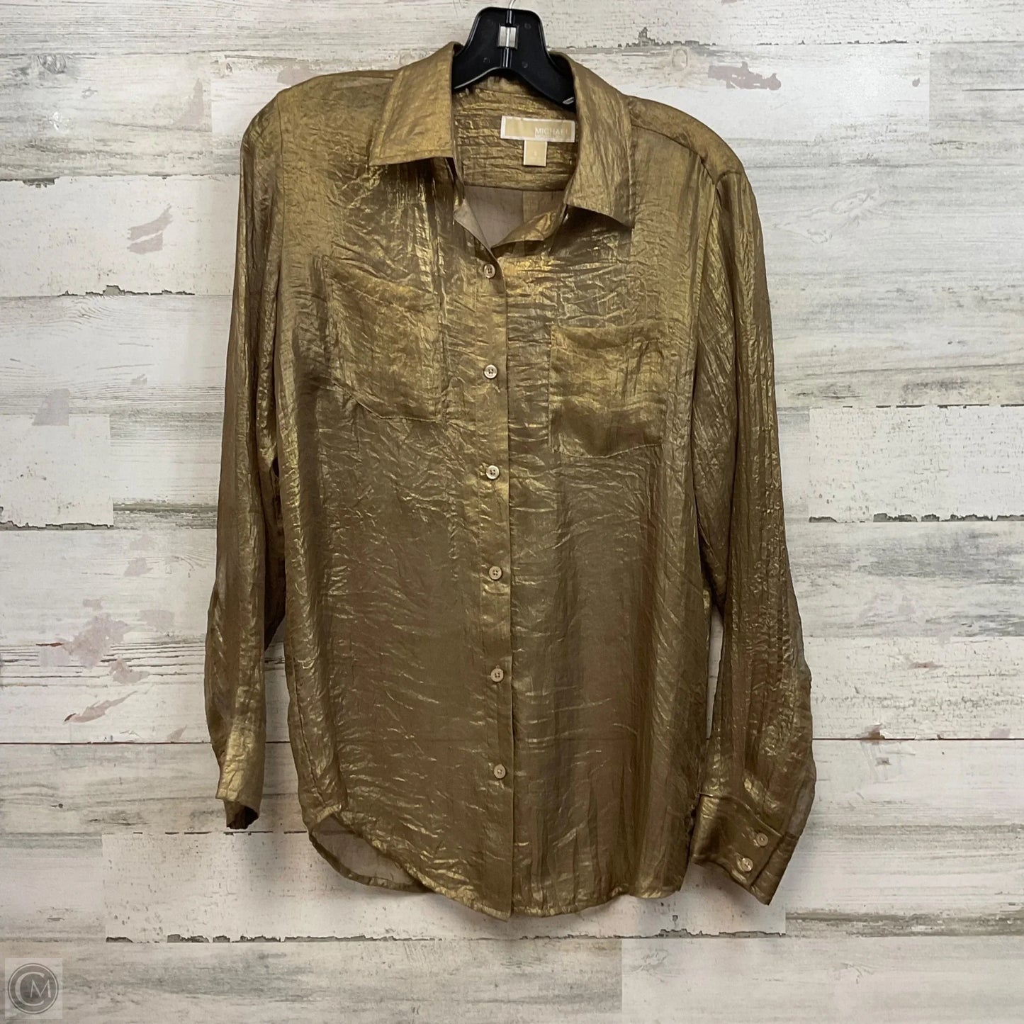 Blouse Long Sleeve By Michael By Michael Kors In Gold, Size: S