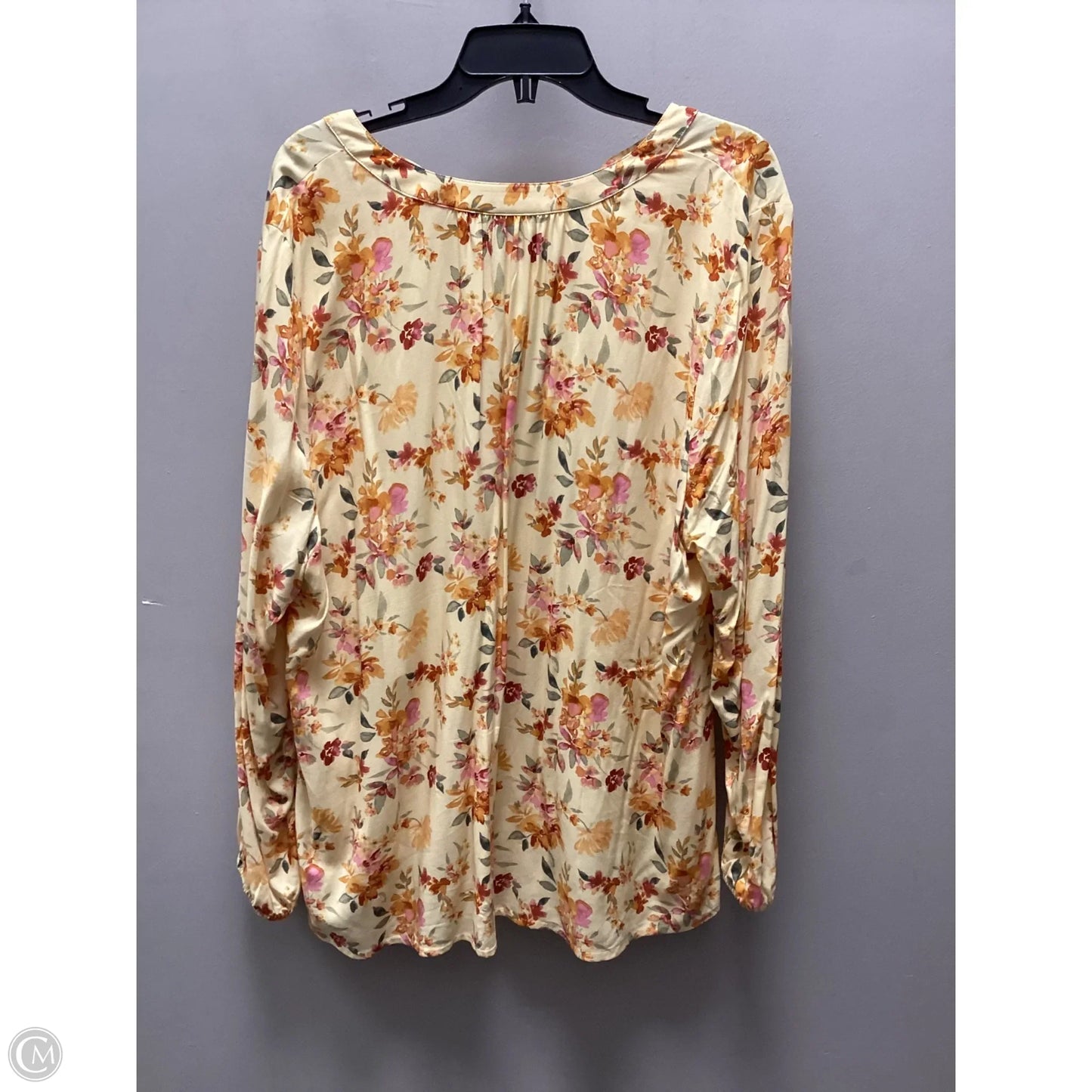 Blouse Long Sleeve By Denim And Co Qvc In Yellow, Size: Xl
