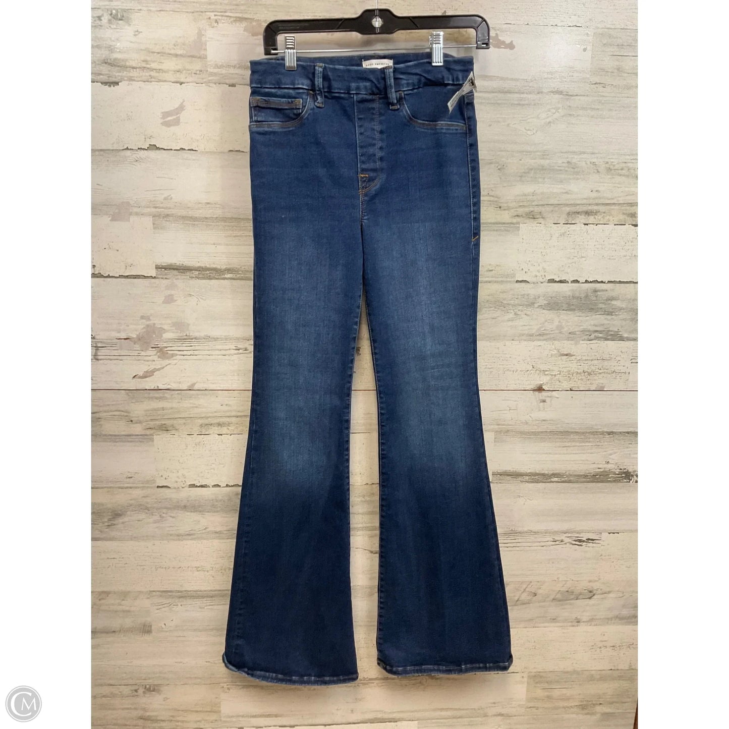 Jeans Flared By Good American In Blue Denim, Size: L