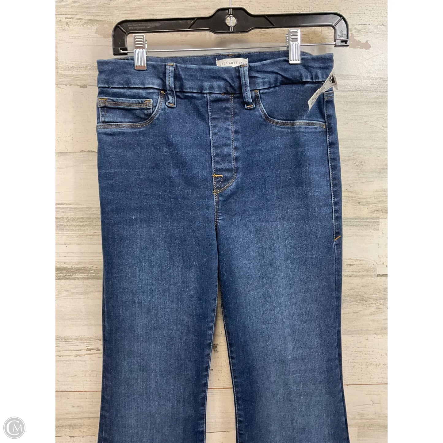 Jeans Flared By Good American In Blue Denim, Size: L