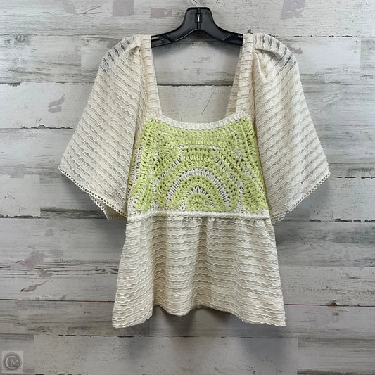 Blouse Short Sleeve By Anthropologie In Cream, Size: M