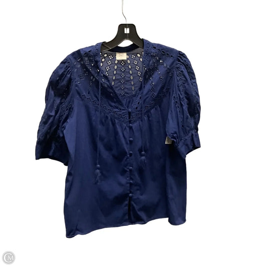 Blouse Short Sleeve By Good Hart In Blue, Size: Xs