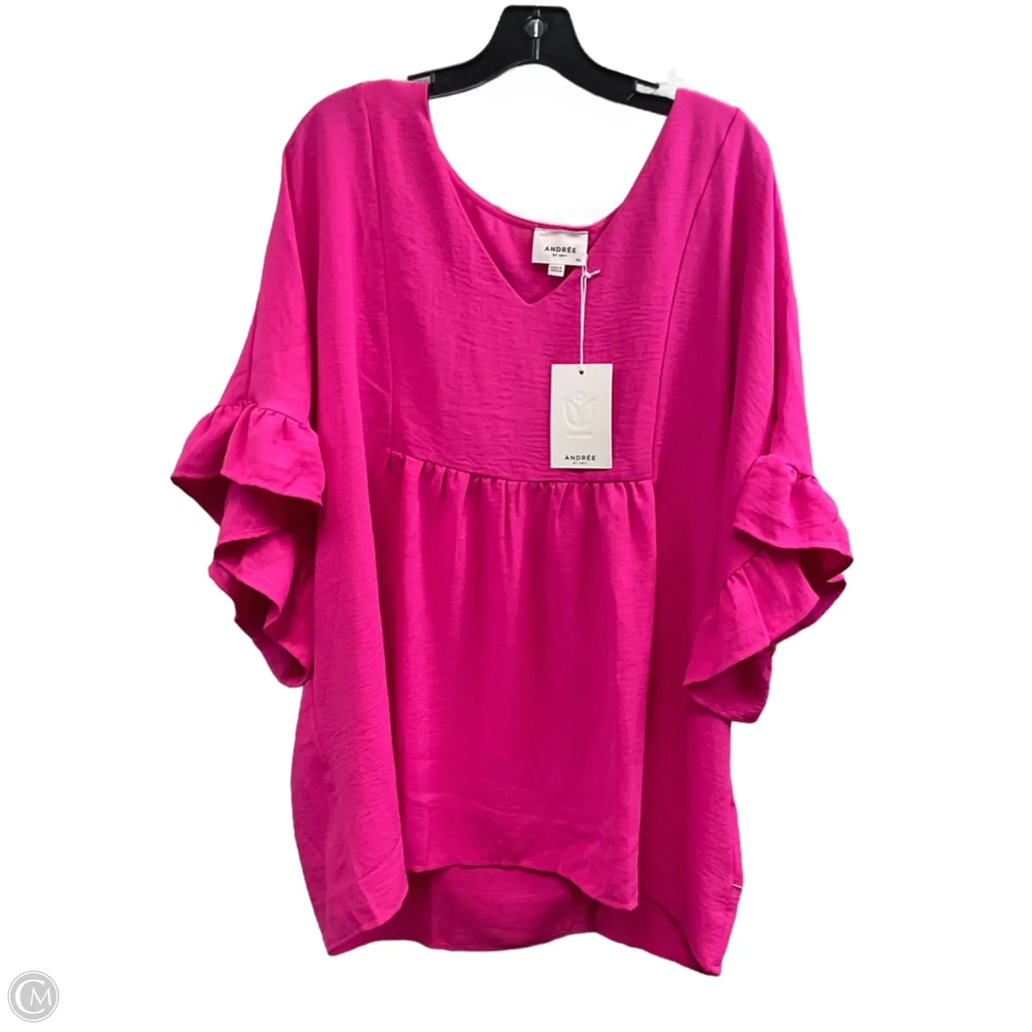 Top Short Sleeve By Andree By Unit In Pink, Size: 2x